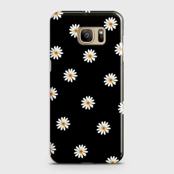 Samsung Galaxy Note 7 Cover - White Bloom Flowers with Black Background Printed Hard Case With Life Time Colors Guarantee