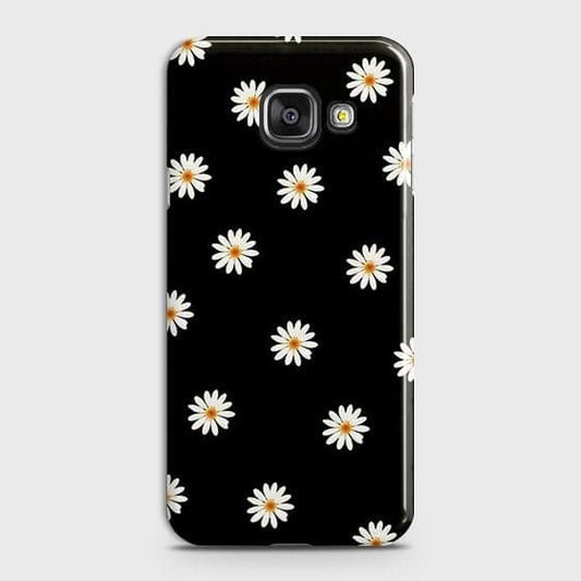 Samsung Galaxy A510 (A5 2016) Cover  - White Bloom Flowers with Black Background Printed Hard Case With Life Time Colors Guarantee