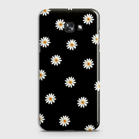 Samsung A5 2017 Cover - White Bloom Flowers with Black Background Printed Hard Case With Life Time Colors Guarantee B80