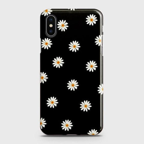iPhone XS Cover - White Bloom Flowers with Black Background Printed Hard Case With Life Time Colors Guarantee ( Fast Delivery )