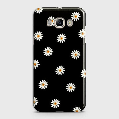 Samsung Galaxy J510 Cover - White Bloom Flowers with Black Background Printed Hard Case With Life Time Colors Guarantee(1b27) b-70