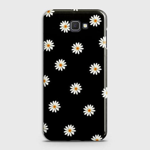 Samsung Galaxy J7 Prime Cover - White Bloom Flowers with Black Background Printed Hard Case With Life Time Colors Guarantee