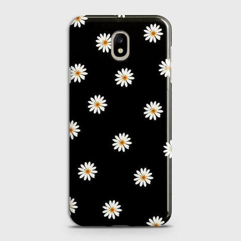 Samsung Galaxy J7 2017 Cover - White Bloom Flowers with Black Background Printed Hard Case With Life Time Colors Guarantee