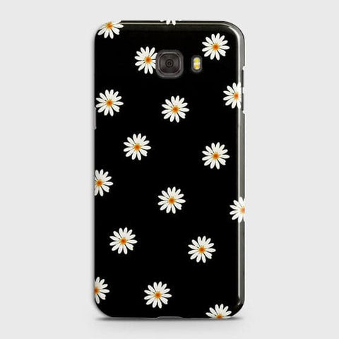 Samsung C9 Pro Cover - Matte Finish - White Bloom Flowers with Black Background Printed Hard Case With Life Time Colors Guarantee