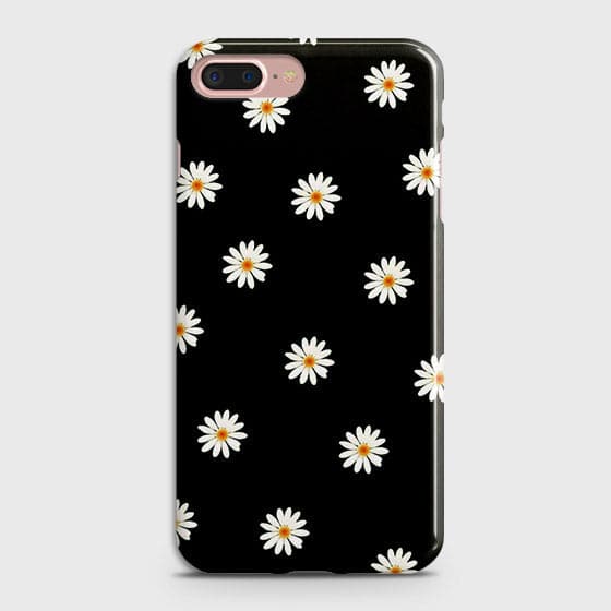 iPhone 7 Plus & iPhone 8 Plus Cover - White Bloom Flowers with Black Background  Printed Hard Case With Life Time Colors Guarantee