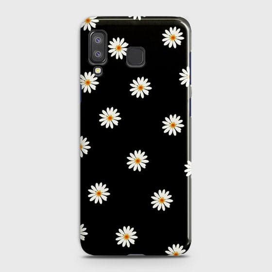 Samsung A8 Star Cover - Matte Finish - White Bloom Flowers with Black Background Printed Hard Case With Life Time Colors Guarantee