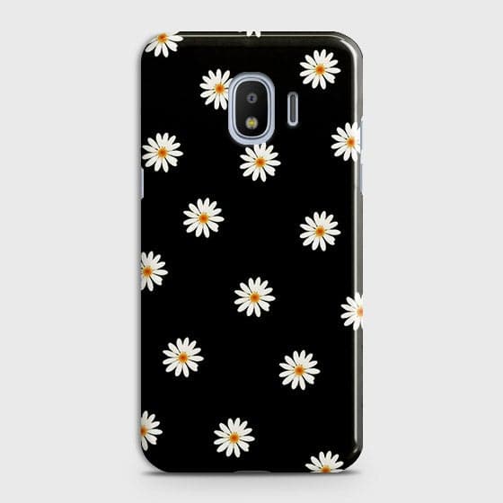 Samsung Galaxy J2 Pro 2018 Cover - Matte Finish - White Bloom Flowers with Black Background Printed Hard Case With Life Time Colors Guarantee