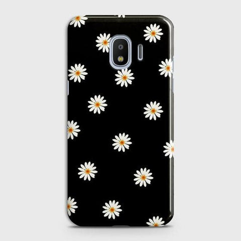 Samsung Galaxy J2 Pro 2018 Cover - Matte Finish - White Bloom Flowers with Black Background Printed Hard Case With Life Time Colors Guarantee