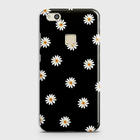 Huawei P10 Lite Cover - Matte Finish - White Bloom Flowers with Black Background Printed Hard Case With Life Time Colors Guarantee
