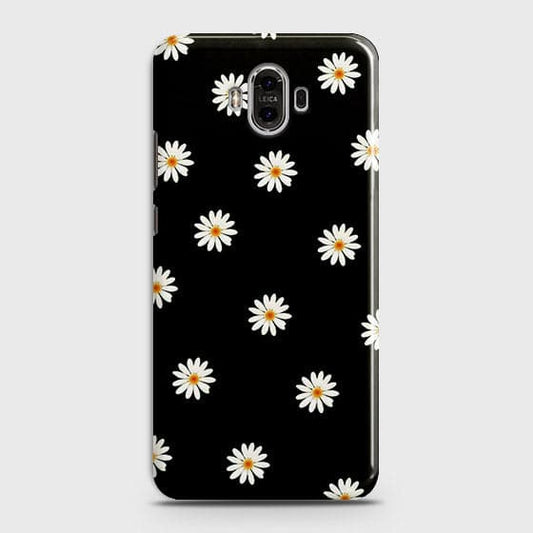 Huawei Mate 9 Cover - Matte Finish - White Bloom Flowers with Black Background Printed Hard Case With Life Time Colors Guarantee