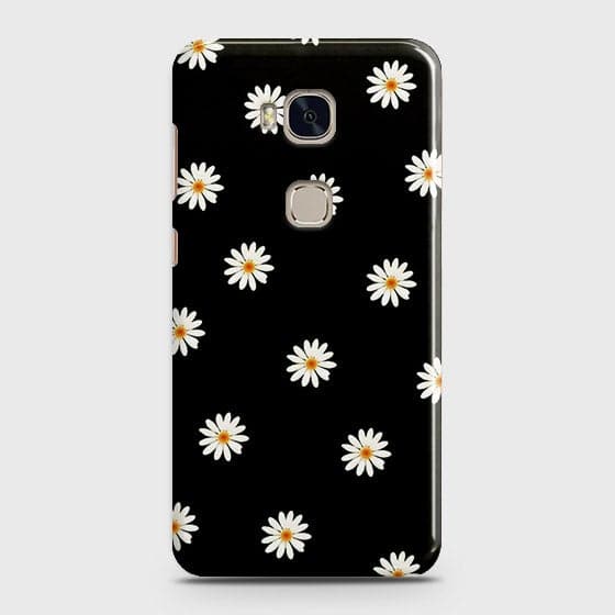 Huawei Honor 5X Cover - Matte Finish - White Bloom Flowers with Black Background Printed Hard Case With Life Time Colors Guarantee