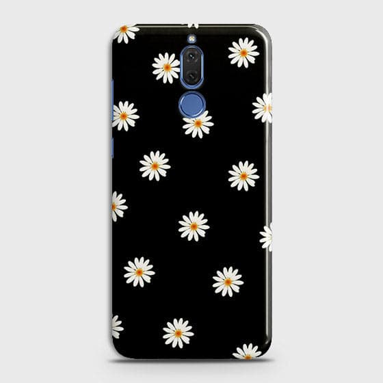 Huawei Mate 10 Lite Cover - Matte Finish - White Bloom Flowers with Black Background Printed Hard Case With Life Time Colors Guarantee ( Fast Delivery )