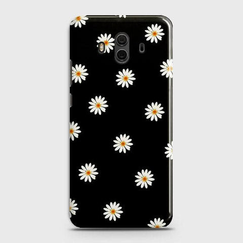 Huawei Mate 10 Cover - Matte Finish - White Bloom Flowers with Black Background Printed Hard Case With Life Time Colors Guarantee