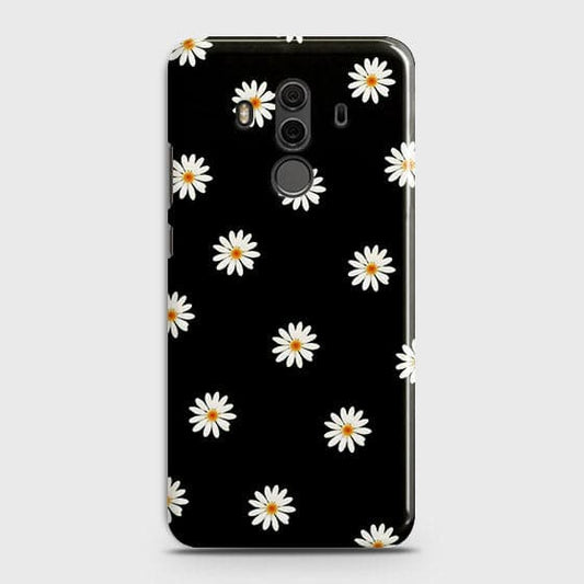 Huawei Mate 10 Pro Cover - Matte Finish - White Bloom Flowers with Black Background Printed Hard Case With Life Time Colors Guarantee