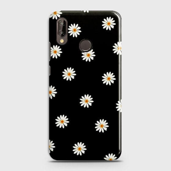 Huawei P20 Lite Cover - Matte Finish - White Bloom Flowers with Black Background Printed Hard Case With Life Time Colors Guarantee ( Fast Delivery )