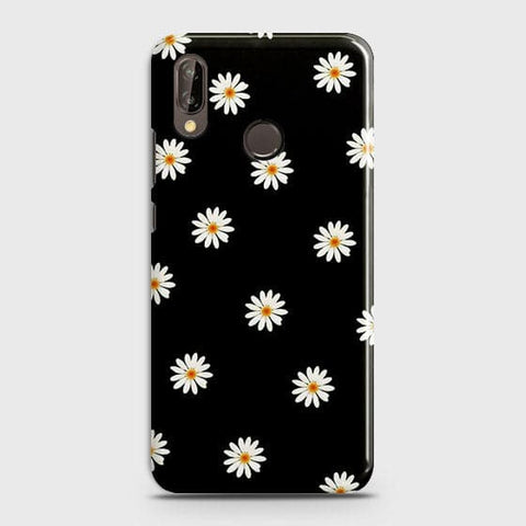 Huawei P20 Lite Cover - Matte Finish - White Bloom Flowers with Black Background Printed Hard Case With Life Time Colors Guarantee ( Fast Delivery )