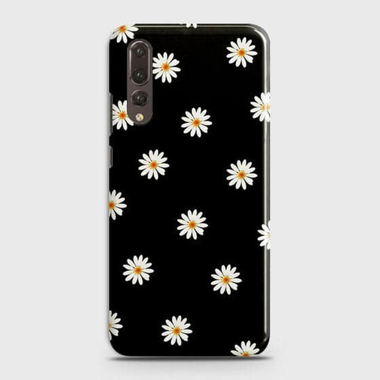 Huawei P20 Pro Cover - Matte Finish - White Bloom Flowers with Black Background Printed Hard Case With Life Time Colors Guarantee