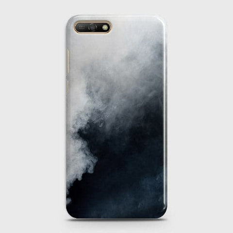 Huawei Y6 2018 Cover - Matte Finish - Trendy Misty White and Black Marble Printed Hard Case with Life Time Colors Guarantee