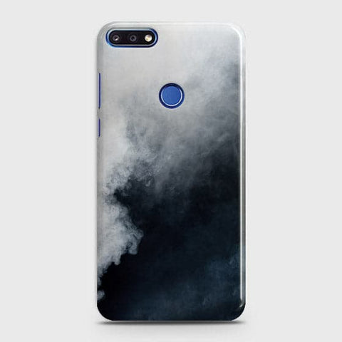 Huawei Y7 Prime Cover - Matte Finish - Trendy Misty White and Black Marble Printed Hard Case with Life Time Colors Guarantee