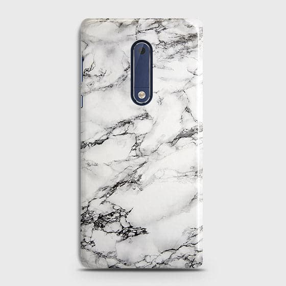 Nokia 5 Cover - Matte Finish - Trendy Mysterious White Marble Printed Hard Case with Life Time Colors Guarantee