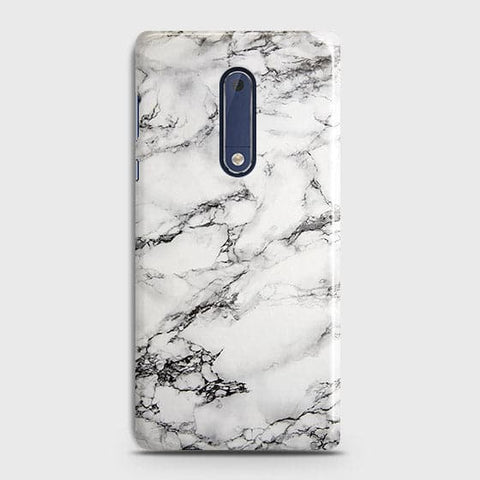 Nokia 5 Cover - Matte Finish - Trendy Mysterious White Marble Printed Hard Case with Life Time Colors Guarantee