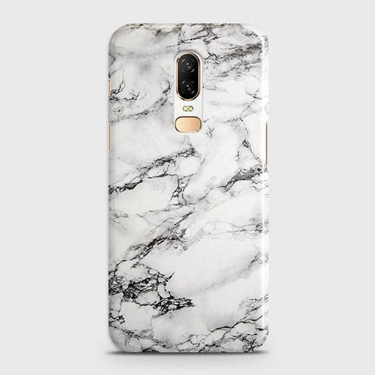 OnePlus 6 Cover - Matte Finish - Trendy Mysterious White Marble Printed Hard Case with Life Time Colors Guarantee