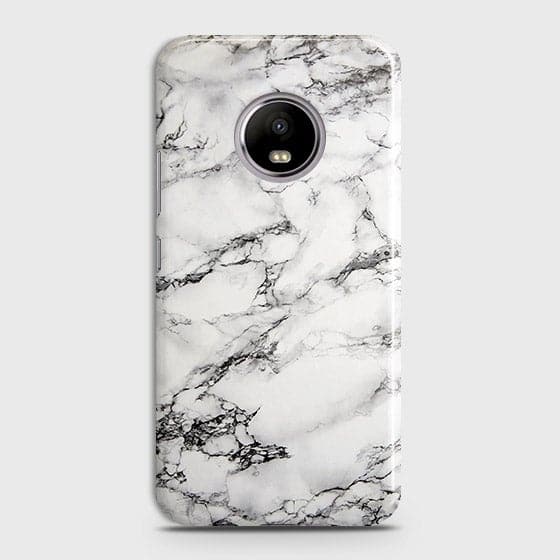 Motorola E4 Cover - Matte Finish - Trendy Mysterious White Marble Printed Hard Case with Life Time Colors Guarantee