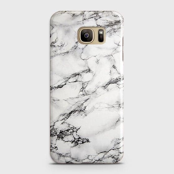Samsung Galaxy S7 Edge Cover - Matte Finish - Trendy Mysterious White Marble Printed Hard Case with Life Time Colors Guarantee