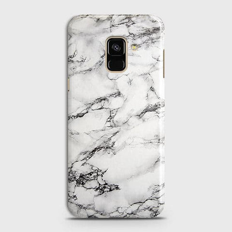 Samsung A8 2018 Cover - Matte Finish - Trendy Mysterious White Marble Printed Hard Case with Life Time Colors Guarantee