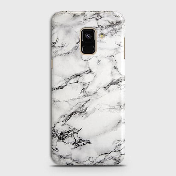 Samsung A8 Plus 2018 Cover - Matte Finish - Trendy Mysterious White Marble Printed Hard Case with Life Time Colors Guarantee ( Fast Delivery )