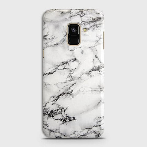 Samsung A8 Plus 2018 Cover - Matte Finish - Trendy Mysterious White Marble Printed Hard Case with Life Time Colors Guarantee ( Fast Delivery )