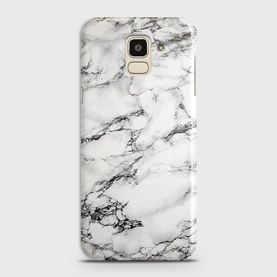Samsung J6 2018 Cover - Matte Finish - Trendy Mysterious White Marble Printed Hard Case with Life Time Colors Guarantee