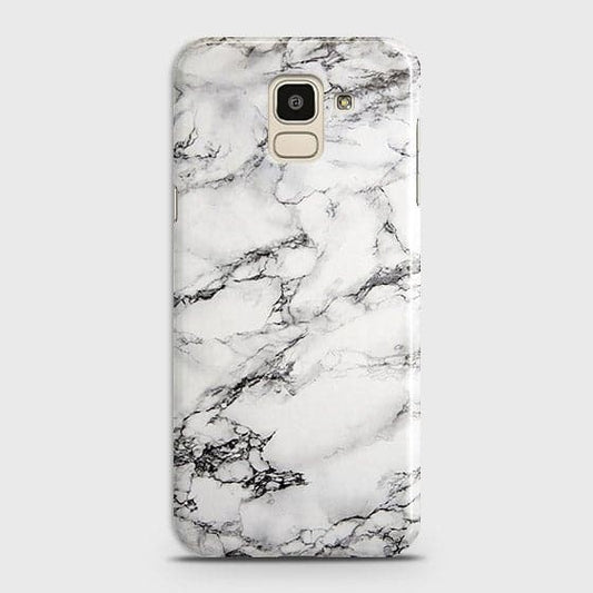 Samsung J6 2018 Cover - Matte Finish - Trendy Mysterious White Marble Printed Hard Case with Life Time Colors Guarantee