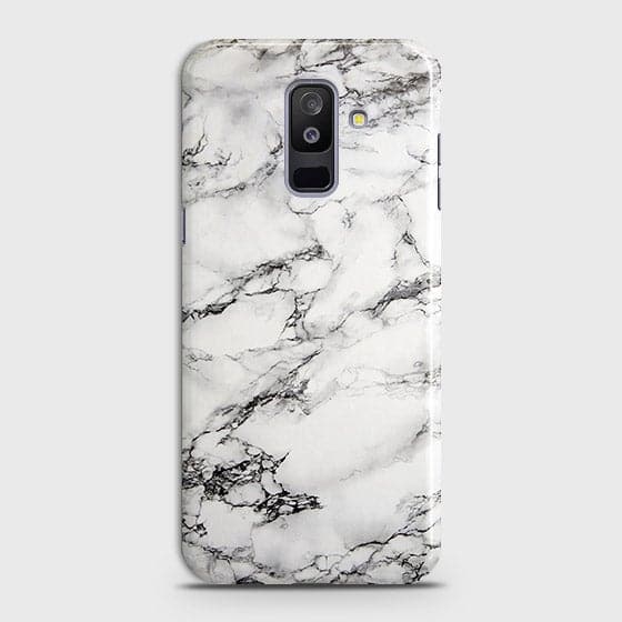 Samsung Galaxy J8 2018 Cover - Matte Finish - Trendy Mysterious White Marble Printed Hard Case with Life Time Colors Guarantee