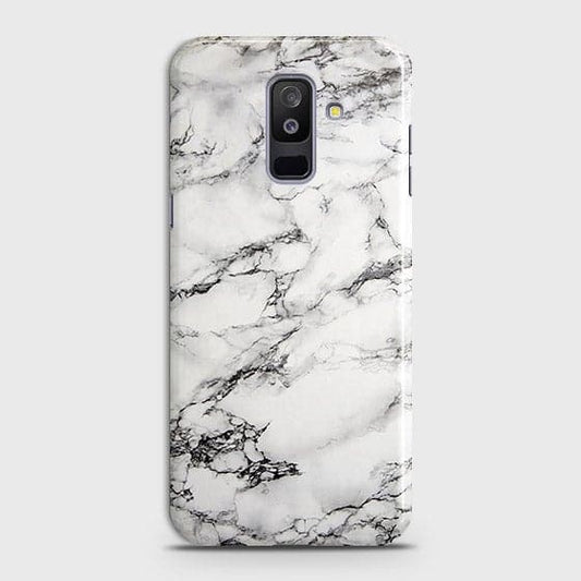 Samsung Galaxy J8 2018 Cover - Matte Finish - Trendy Mysterious White Marble Printed Hard Case with Life Time Colors Guarantee