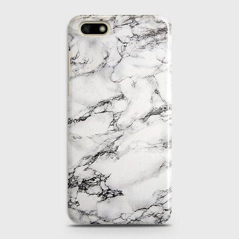 Huawei Y5 Prime 2018 Cover - Matte Finish - Trendy Mysterious White Marble Printed Hard Case with Life Time Colors Guarantee