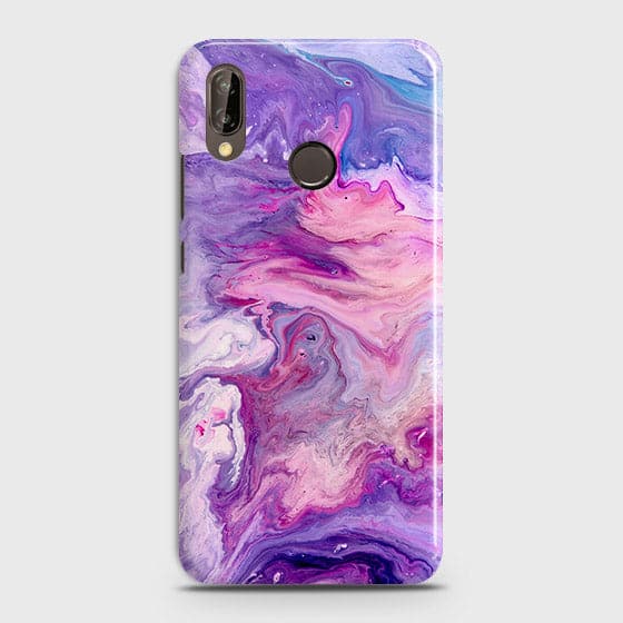 Huawei Nova 3 Cover - Chic Blue Liquid Marble Printed Hard Case with Life Time Colour Guarantee