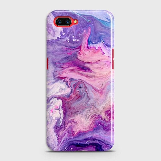 Oppo A3S Cover - Chic Blue Liquid Marble Printed Hard Case with Life Time Colour Guarantee