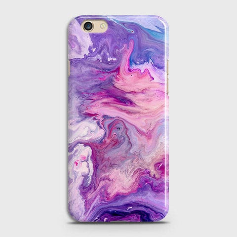 Oppo F3 Cover - Chic Blue Liquid Marble Printed Hard Case with Life Time Colour Guarantee