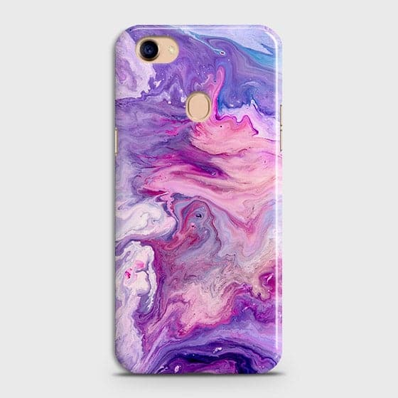 Oppo F7 Cover - Chic Blue Liquid Marble Printed Hard Case with Life Time Colour Guarantee
