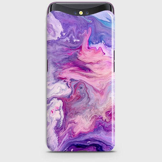 Oppo Find X Cover - Chic Blue Liquid Marble Printed Hard Case with Life Time Colour Guarantee