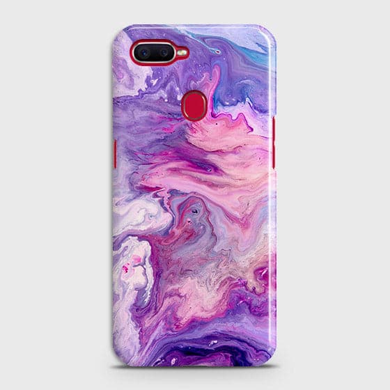 Oppo F9 Pro Cover - Chic Blue Liquid Marble Printed Hard Case with Life Time Colour Guarantee