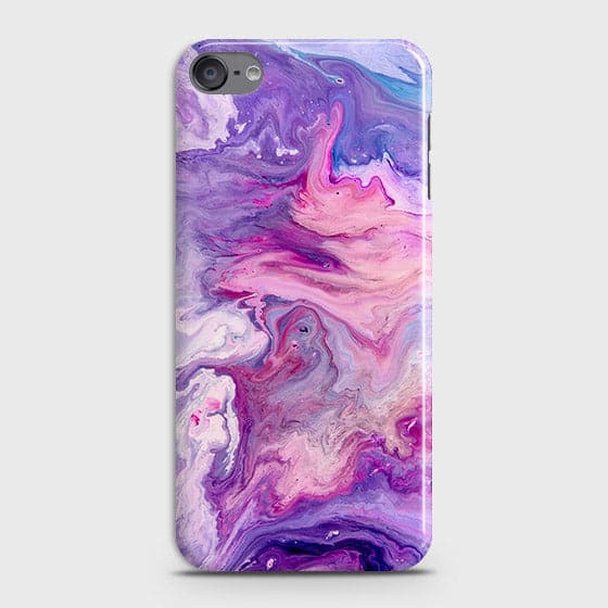 iPod Touch 6 Cover - Chic Blue Liquid Marble Printed Hard Case with Life Time Colour Guarantee