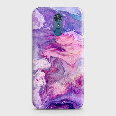 LG Q7 Cover - Chic Blue Liquid Marble Printed Hard Case with Life Time Colour Guarantee