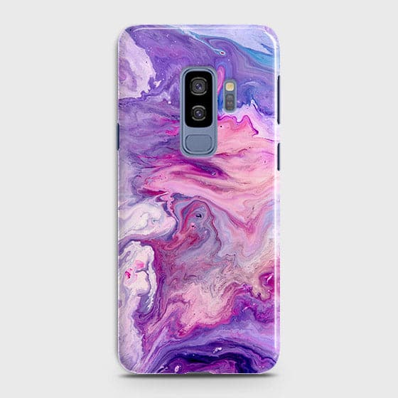 Samsung Galaxy S9 Plus Cover - Chic Blue Liquid Marble Printed Hard Case with Life Time Colour Guarantee
