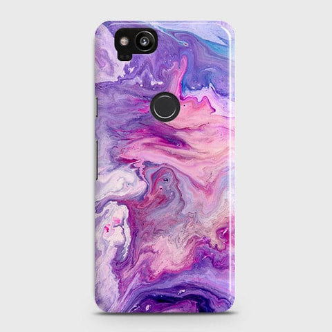Google Pixel 2 Cover - Chic Blue Liquid Marble Printed Hard Case with Life Time Colour Guarantee