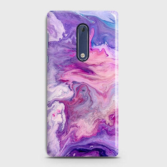 Nokia 5 Cover - Chic Blue Liquid Marble Printed Hard Case with Life Time Colour Guarantee
