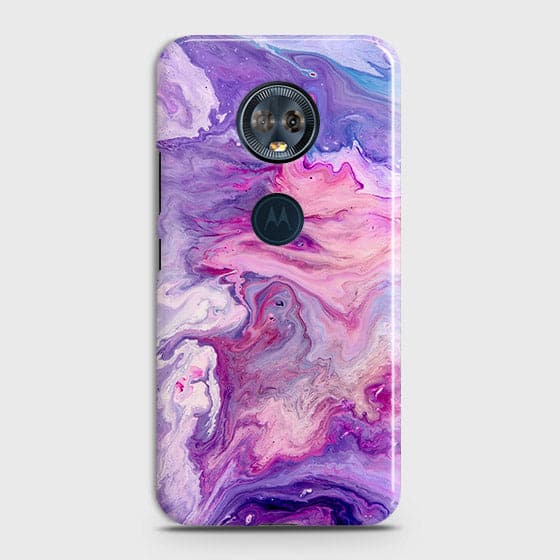 Motorola E5 Plus Cover - Chic Blue Liquid Marble Printed Hard Case with Life Time Colour Guarantee