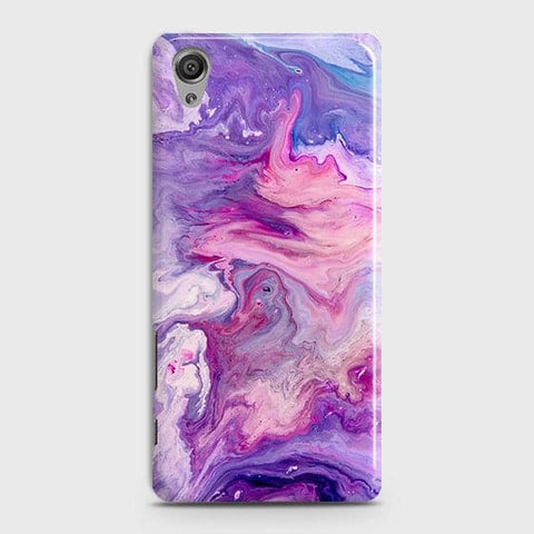Sony Xperia XA Cover - Chic Blue Liquid Marble Printed Hard Case with Life Time Colour Guarantee