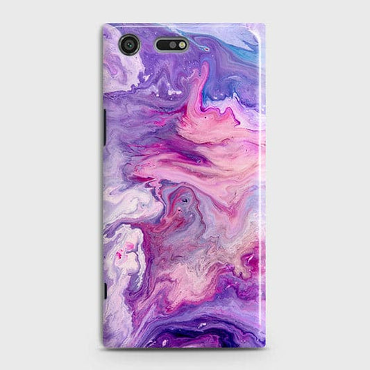 Sony Xperia XZ Premium Cover - Chic Blue Liquid Marble Printed Hard Case with Life Time Colour Guarantee